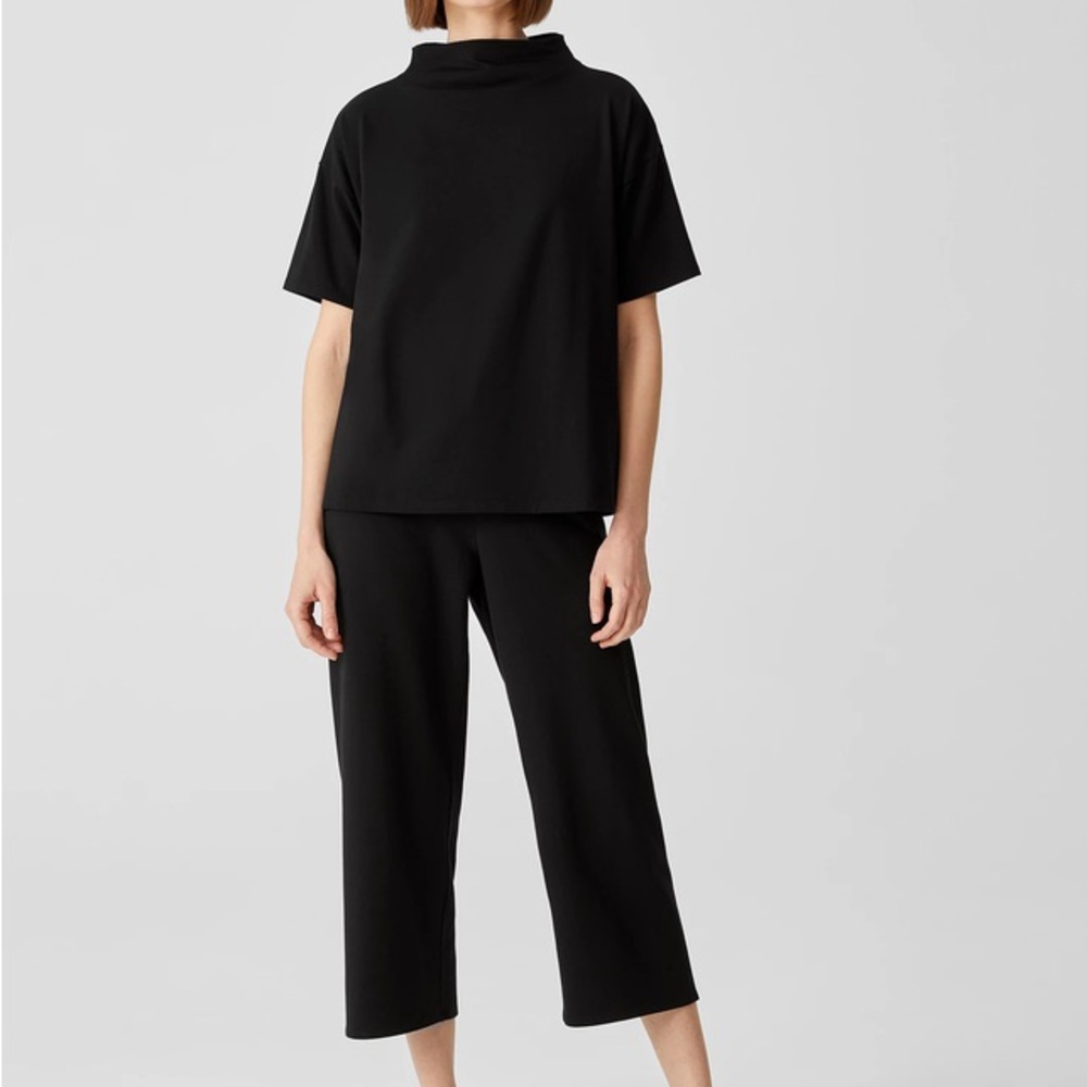 Eileen Fisher Black Silk Cowl Neck Shirt